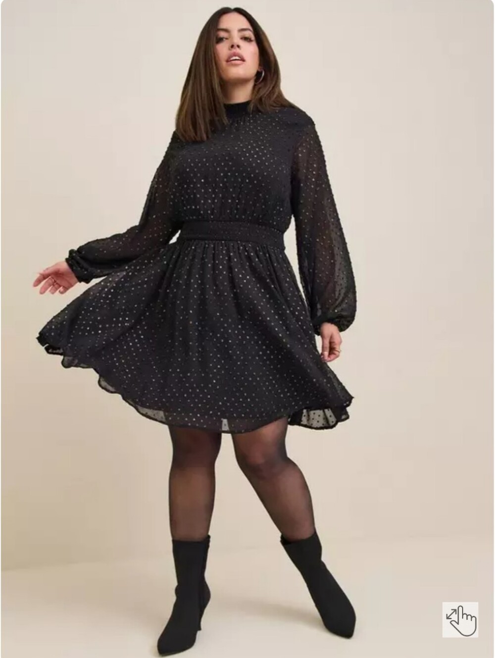 Torrid Mini Clip Dot Blouson Sleeve Dress